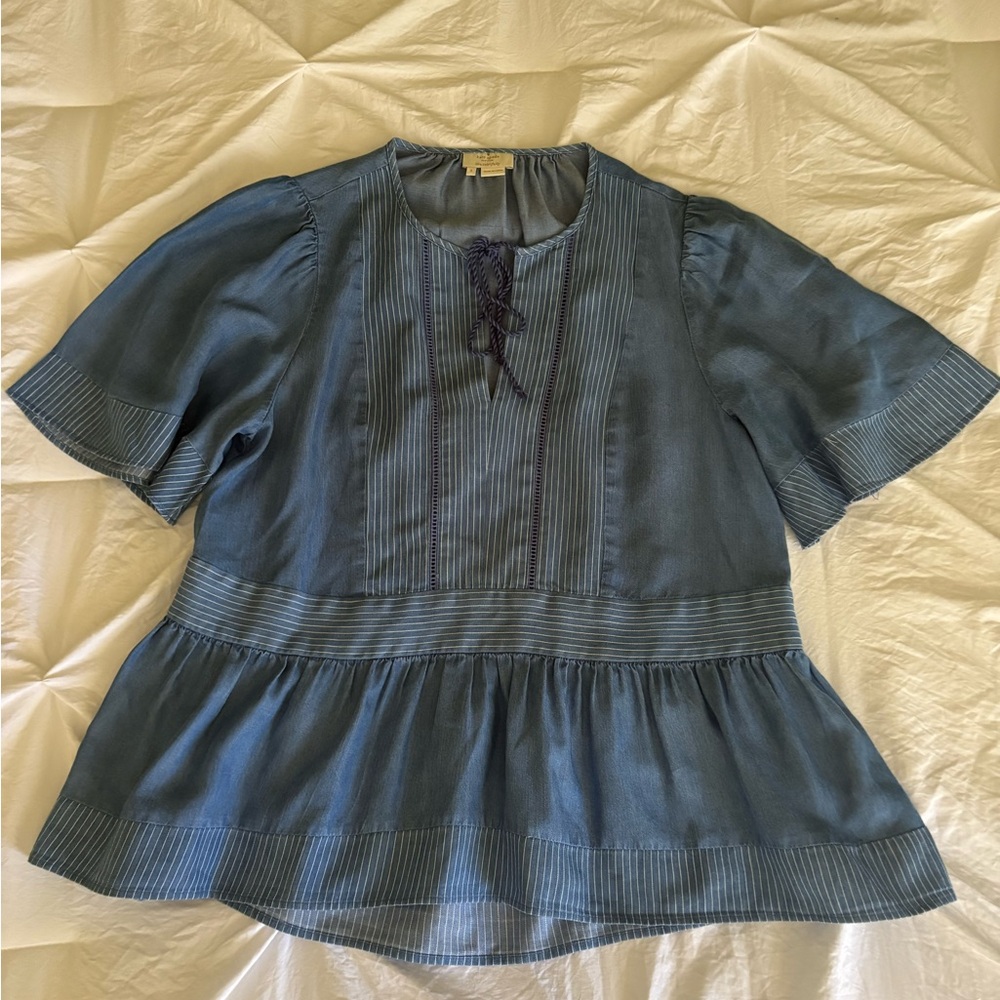 kate spade (S) Light  Blue Denim Peplum Top